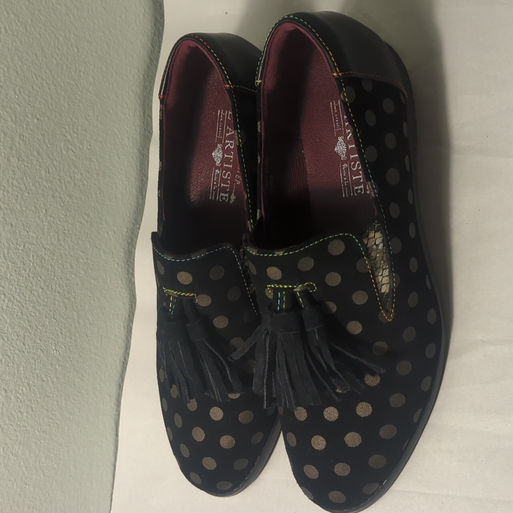 L’Artiste Spring Step KLASIK Black Printed Suede Tassel Loafers